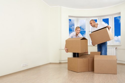 Packed boxes and personal items prepared for student storage in Bigginhill